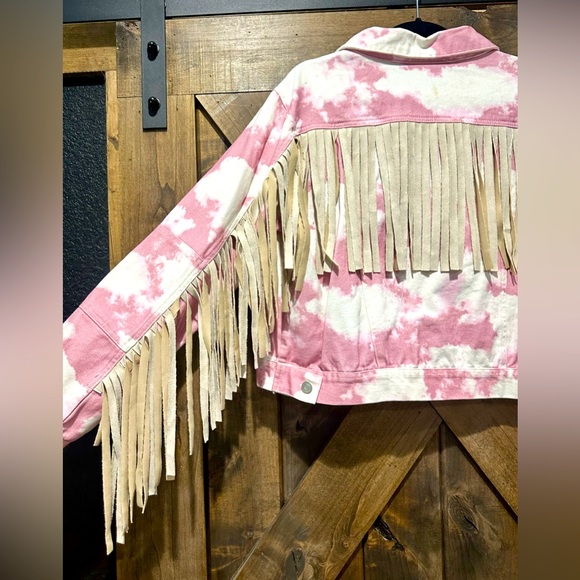 NWOT Peach Love California Tie Dye Fringe Jacket Sz L - Picture 5 of 16